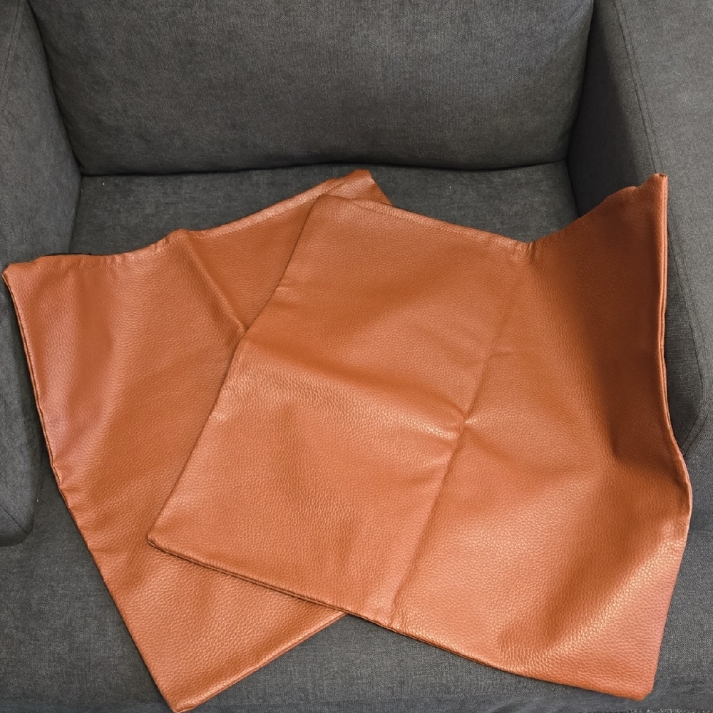Elegant Leather Like Brown Pillow Covers